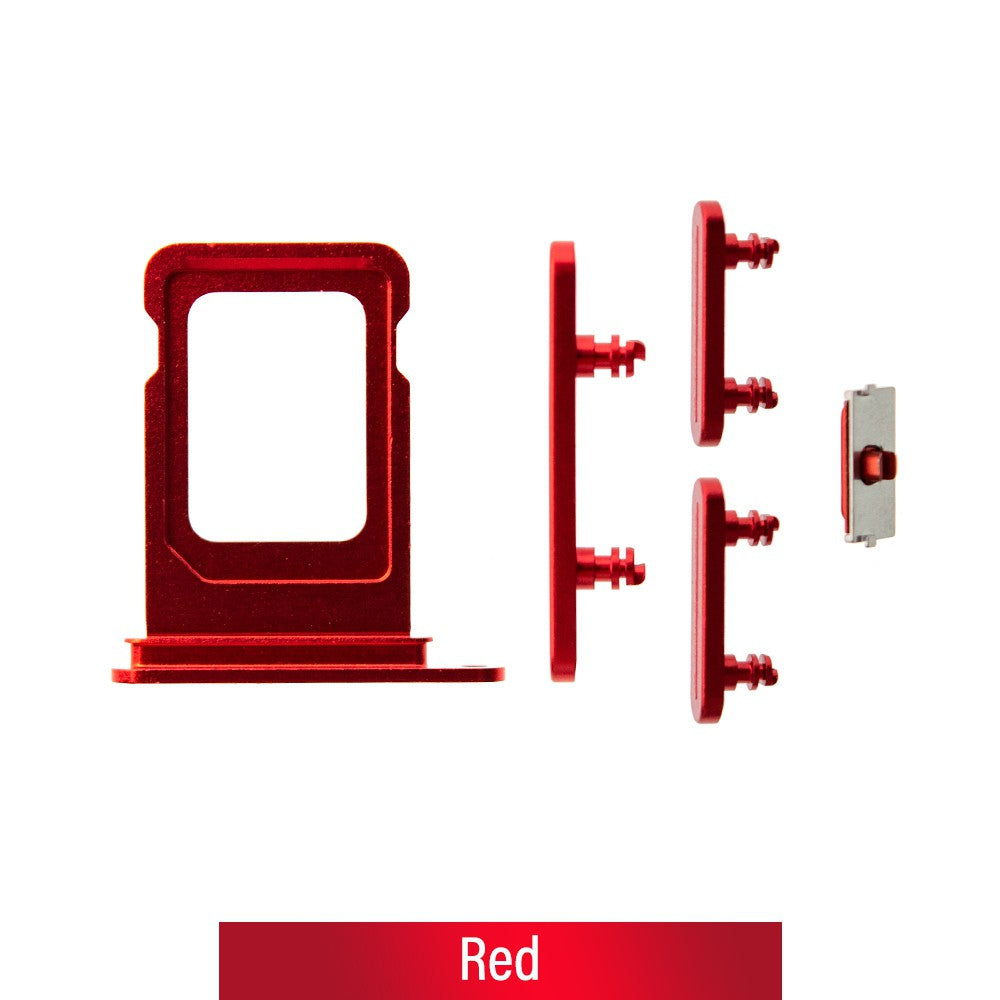 Single SIM Card Tray and Side Button for iPhone 14 / 14 Plus-Red Single SIM Card Tray and Side Button for iPhone 14 / 14 Plus-Red